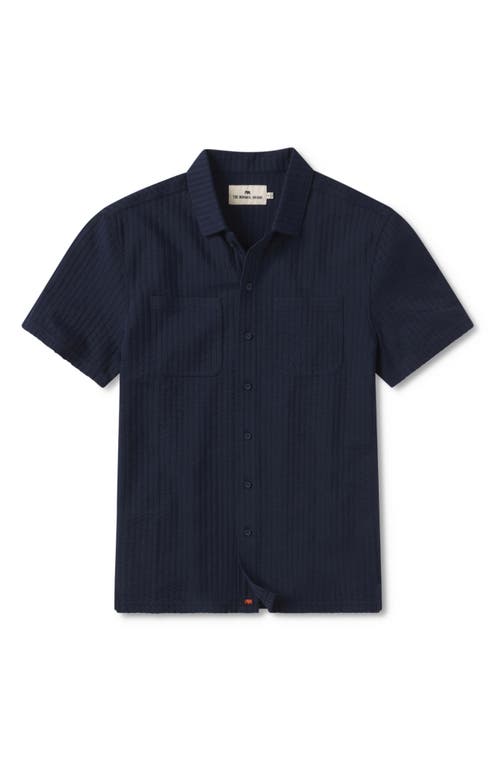 The Normal Brand Getaway Short Sleeve Knit Button-up Shirt In Navy