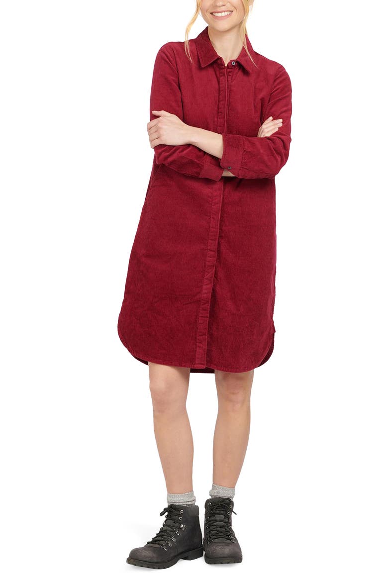 Hauxley Cotton Corduroy Shirtdress, Main, color, BEET RED