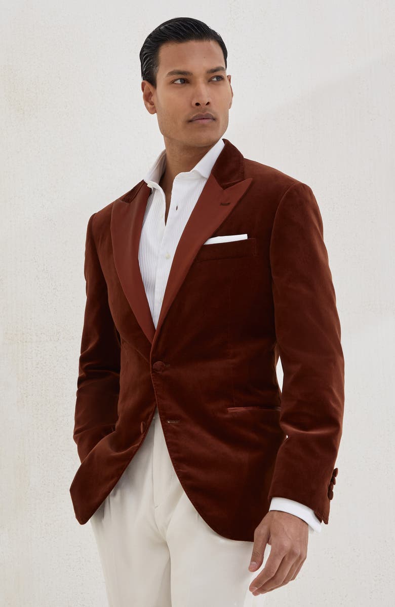 Brunello Cucinelli Tuxedo jacket, Alternate, color, Brown