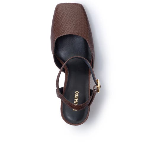 Bernardo Gama Snake-embossed Leather Pumps In Brown