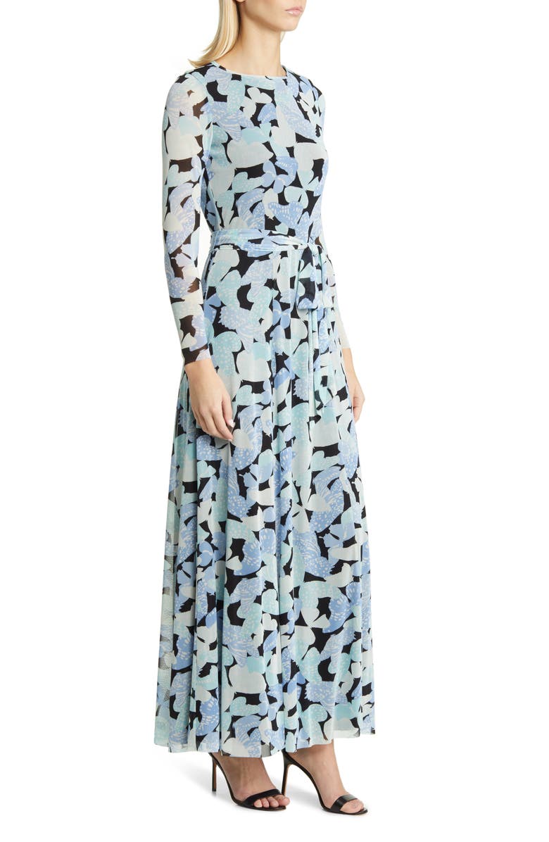 Anne Klein Butterfly Print Long Sleeve Dress, Alternate, color, 