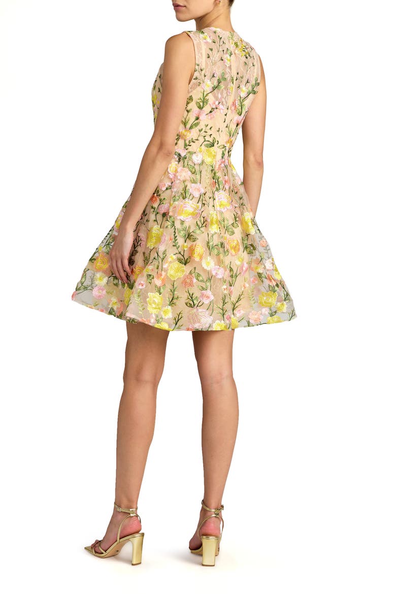 Sleeveless Embroidered Lace High Neck Mini Dress, Alternate, color, Yellow Multi