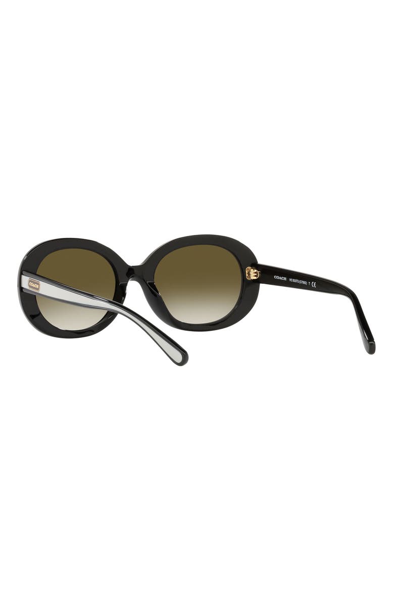 COACH 52mm Gradient Oval Sunglasses, Alternate, color, Black / Olive Gradient