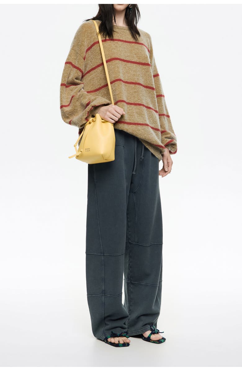 Bimba y Lola Striped Mohair Sweater, Alternate, color, Light Khaki
