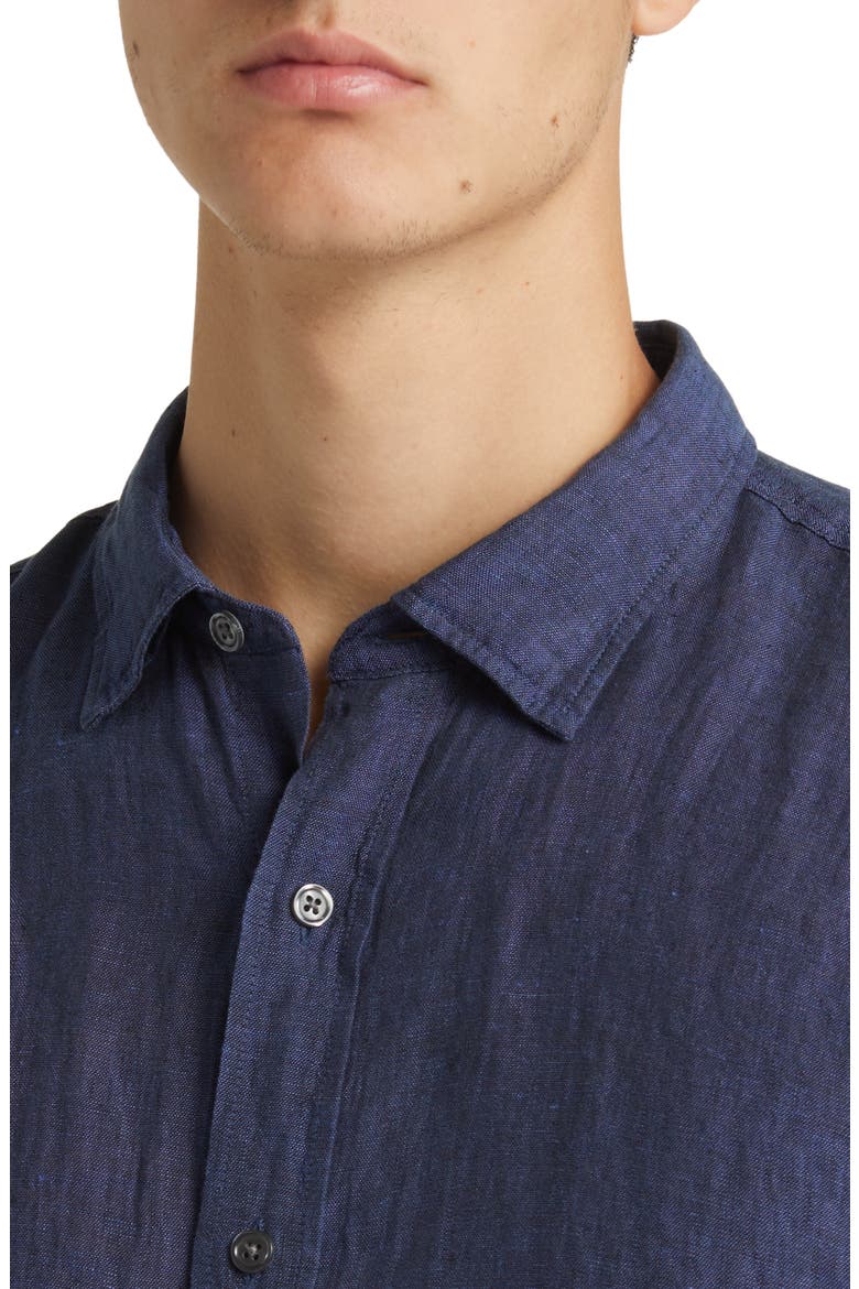 Linen Chambray Button-Up Shirt, Alternate, color, INDIGO