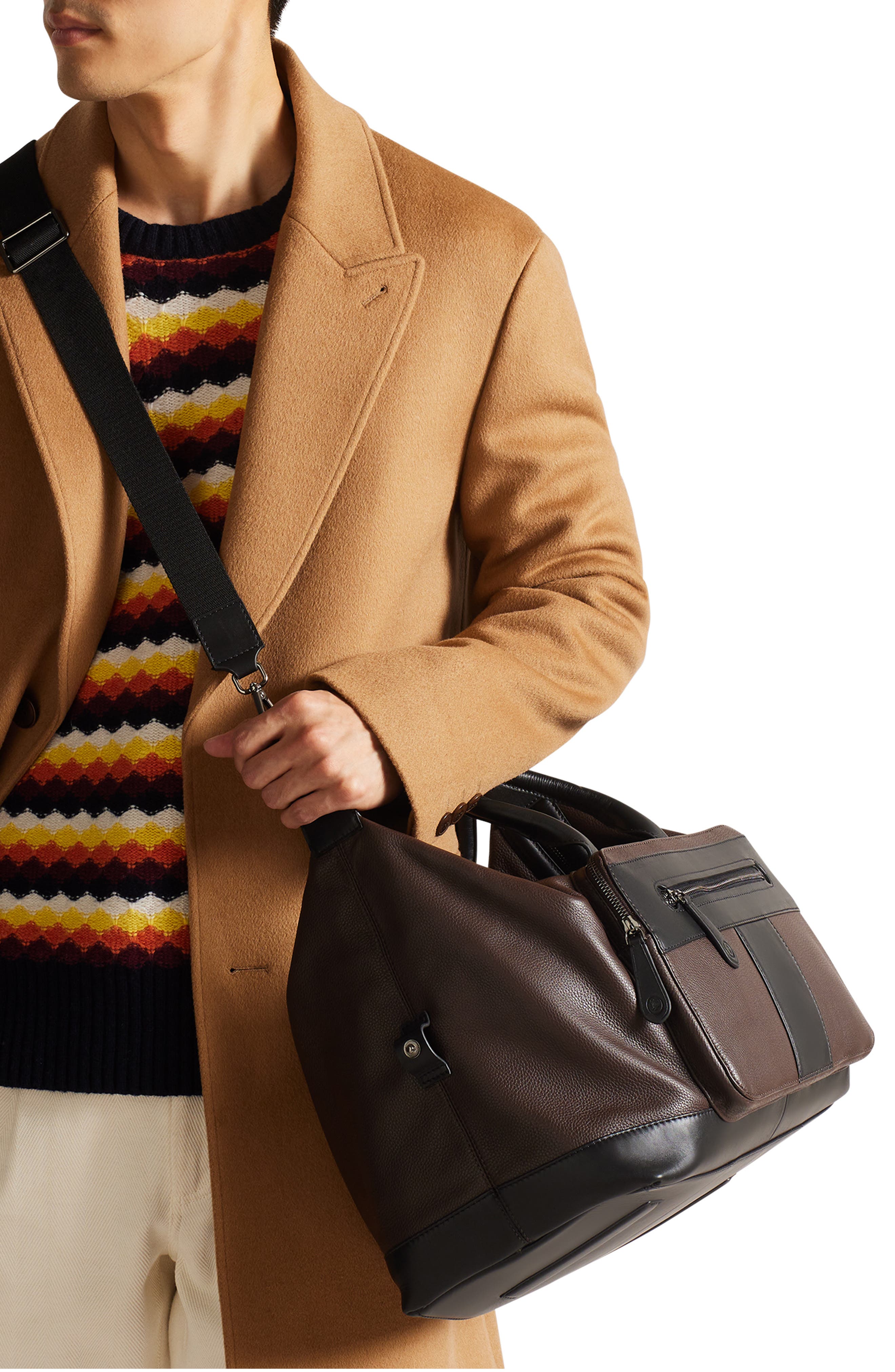 Ted Baker London Trevir Equestrian Heritage Leather Duffle Bag, Alternate, color, 