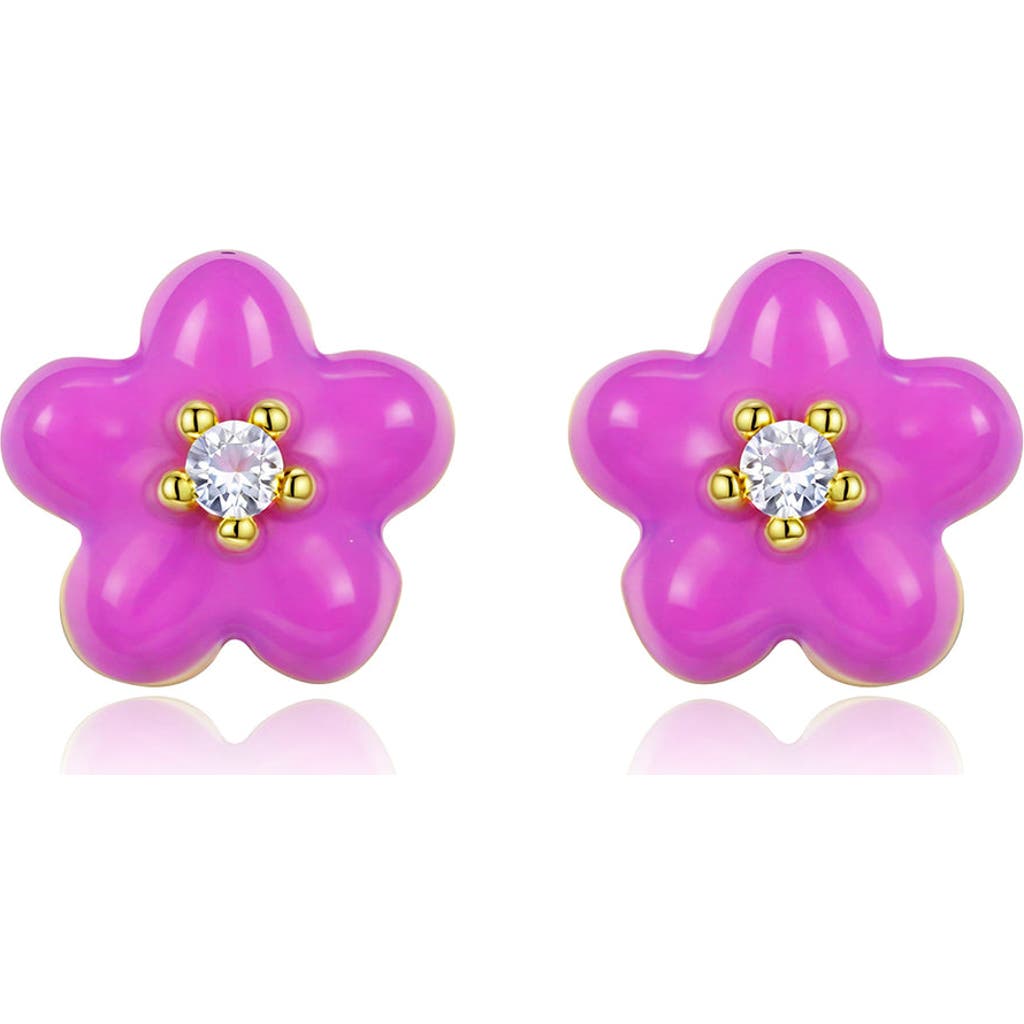 Anna Zuckerman Petit Daisy Earrings In Purple