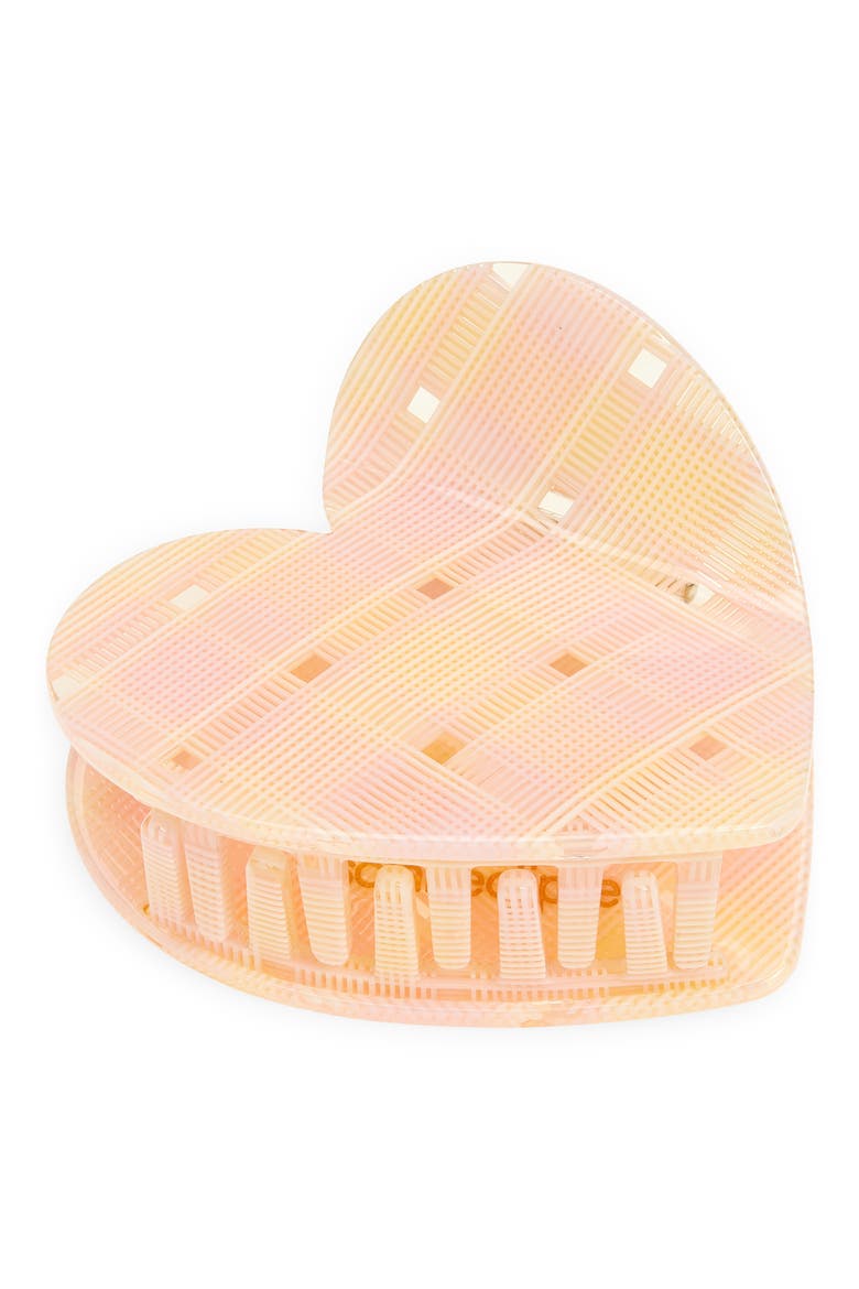 Hand Painted Plaid Heart Claw Clip, Main, color, PINK
