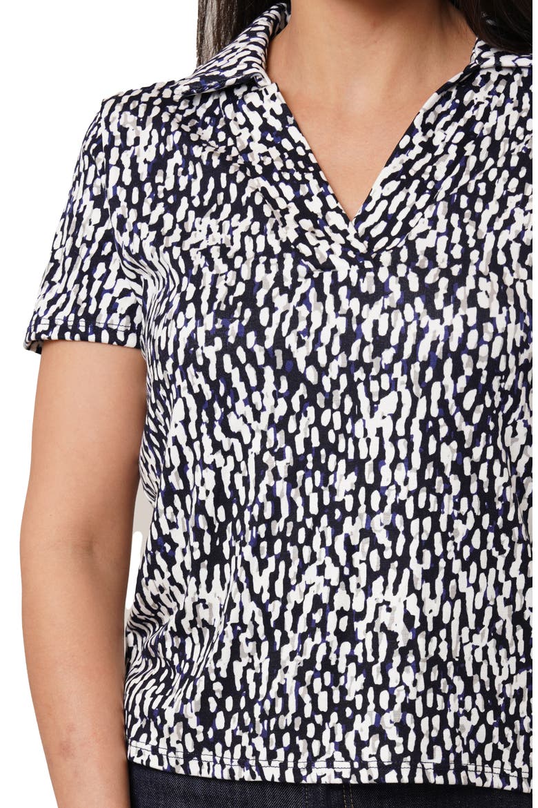Johnny Collar Short Sleeve Top, Alternate, color, KALI PRINT NAVY