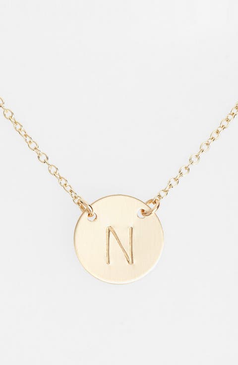 14k-Gold Fill Anchored Initial Disc Necklace