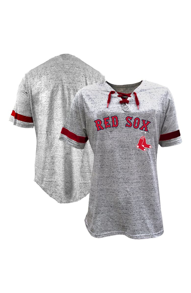 PROFILE Women's Profile Heather Gray Boston Red Sox Lace-Up Fleck T-Shirt, Alternate, color, 