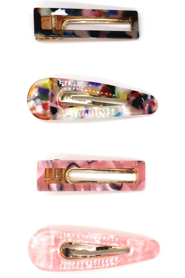 4-Pack Hair Clips, Alternate, color, PINK TORT MULTI