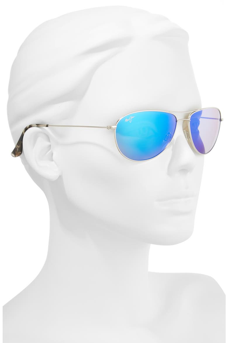 Sea House 60mm PolarizedPlus2® Titanium Aviator Sunglasses, Alternate, color, SILVER/ BLUE HAWAII