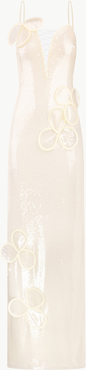 Malva Florea Sequin Maxi Bustier Gown With Petal Appliques