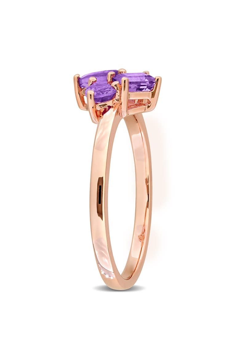 Gemstone Cluster Ring in Plated Sterling Silver, Alternate, color, Amethyst/Rose-Plated