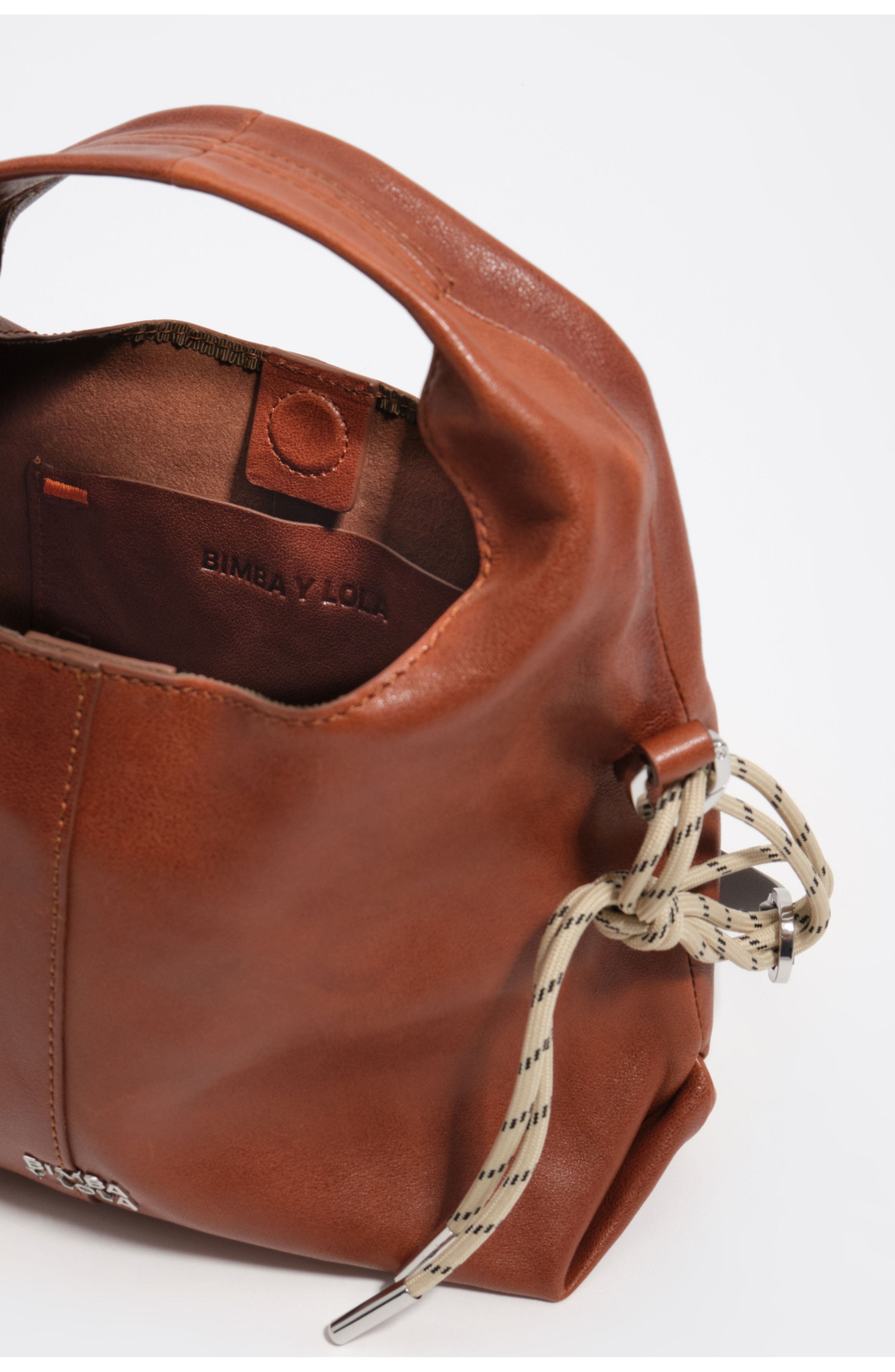 Bimba y Lola Small Leather Paper Crossbody Bag, Alternate, color, Dark Tan