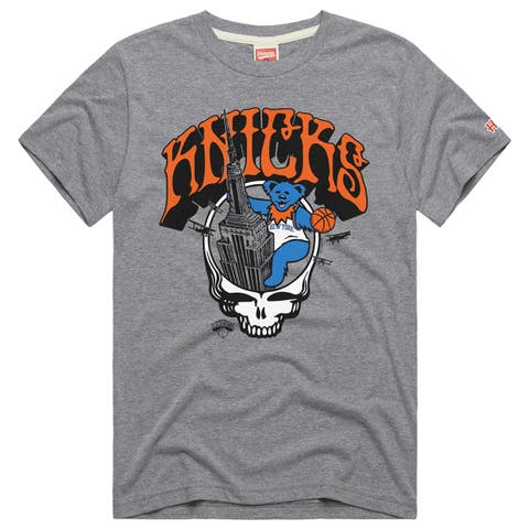 Unisex Homage Gray New York Knicks x The Grateful Dead Skull Tri-Blend T-Shirt