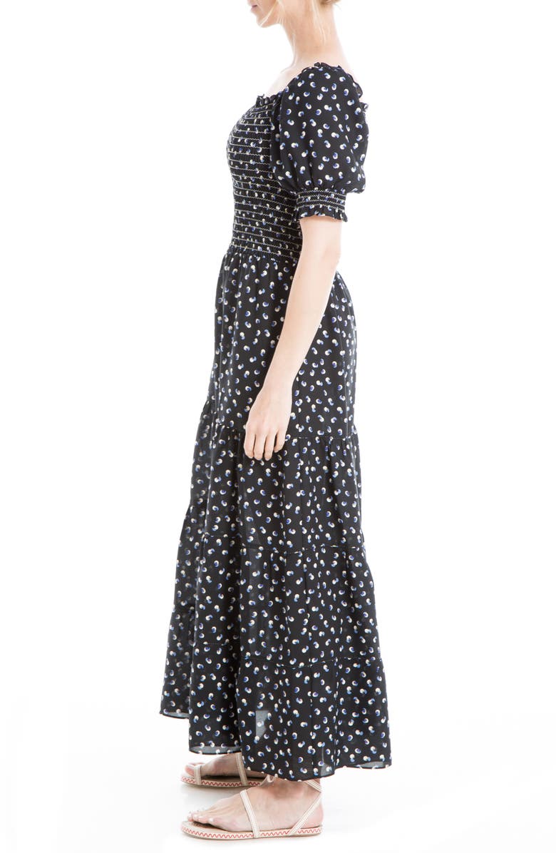 MAX STUDIO Printed Smocked Bodice Tiered Maxi Dress, Alternate, color, 