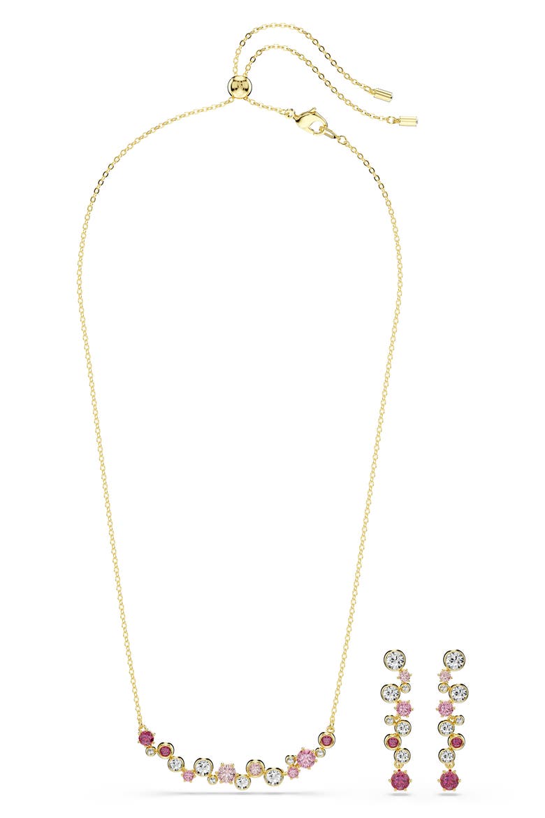 Constella Crystal & Zirconia Frontal Necklace, Alternate, color, GOLD/ RED