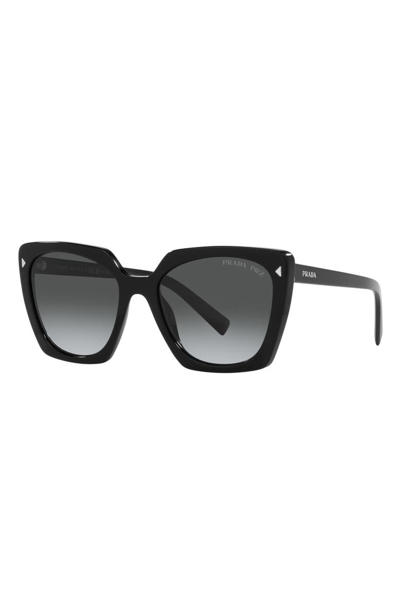 Prada 54mm Gradient Polarized Square Sunglasses, Alternate, color, Black