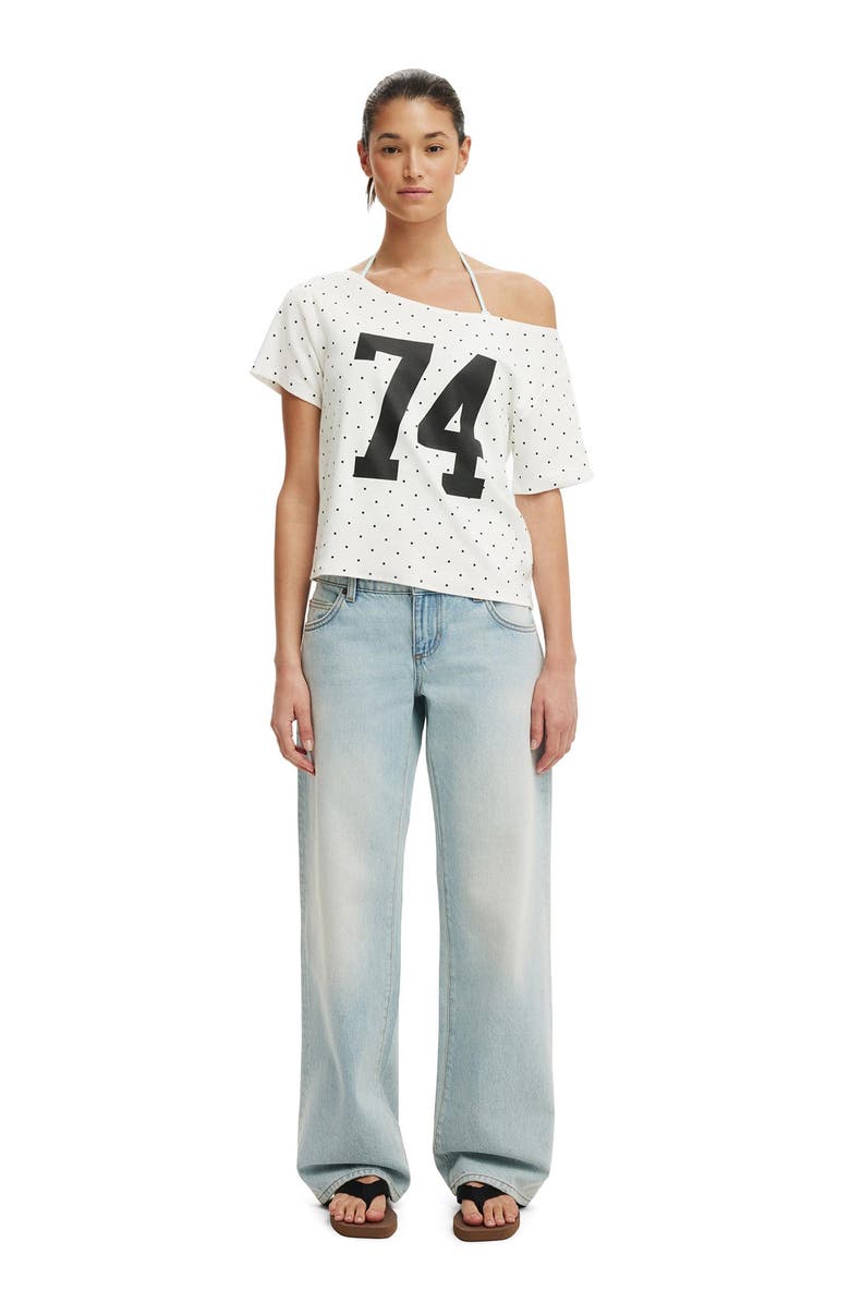 Cotton On Women's The Sporty Off Shoulder Graphic Tee, Alternate, color, 74 Vintage White