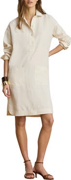Lauren Ralph Lauren Classic Collar Long Sleeve Linen Shirtdress