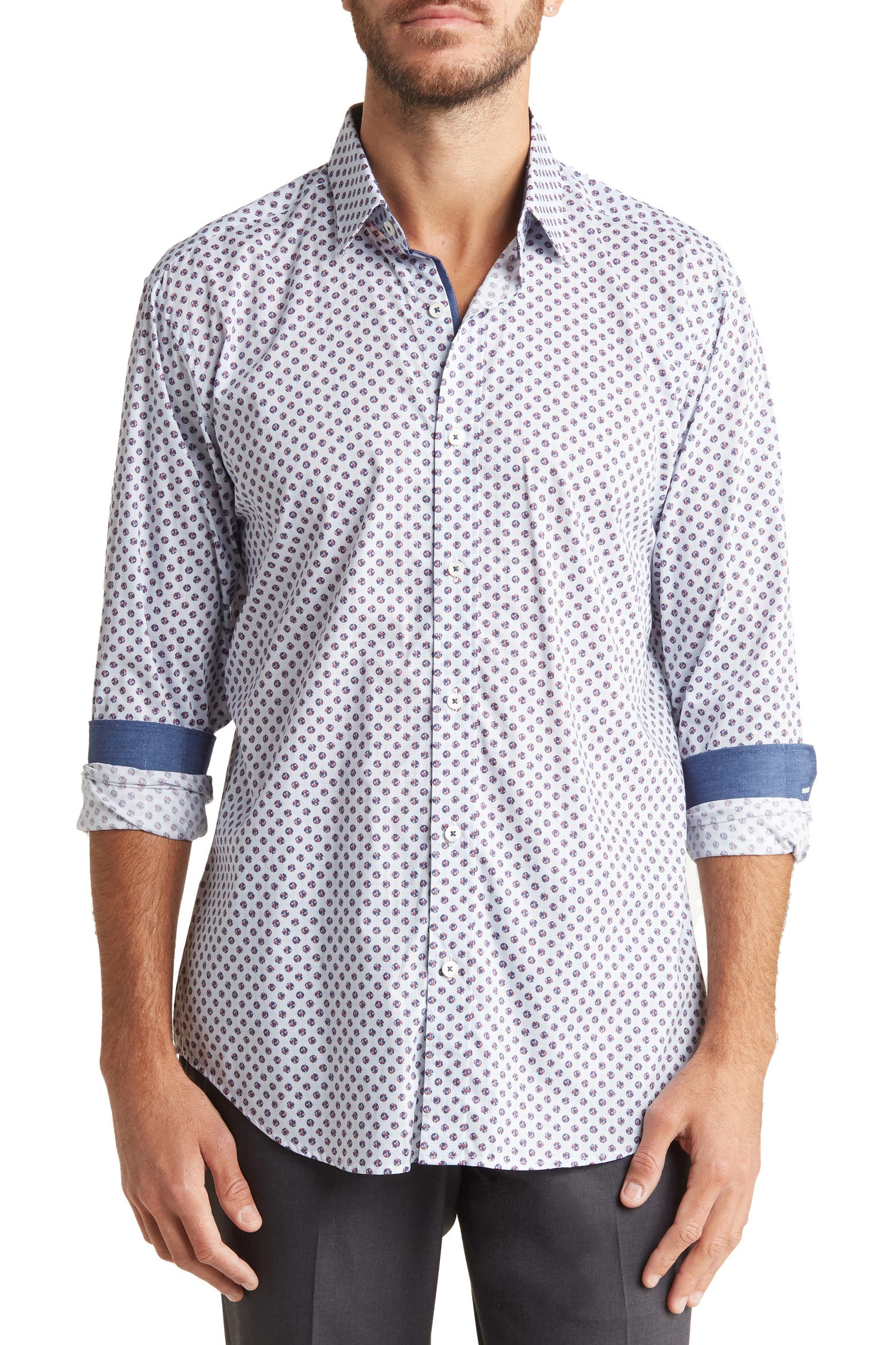 Abstract Print Bugatchi Abstract Print Long Sleeve Shaped Fit Shirt (Men) | Nordstromrack