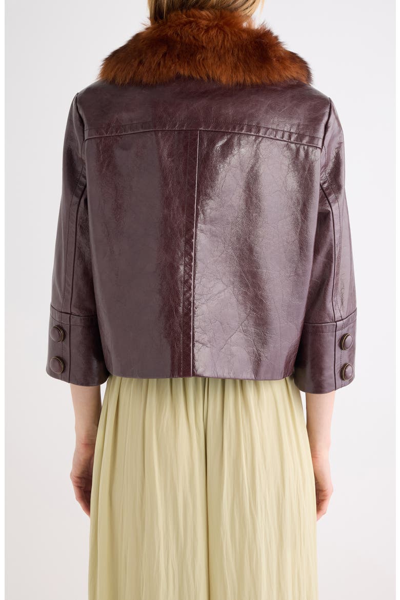 Calfskin Leather Jacket with Genuine Shearling, Alternate, color, DARK PURPLE