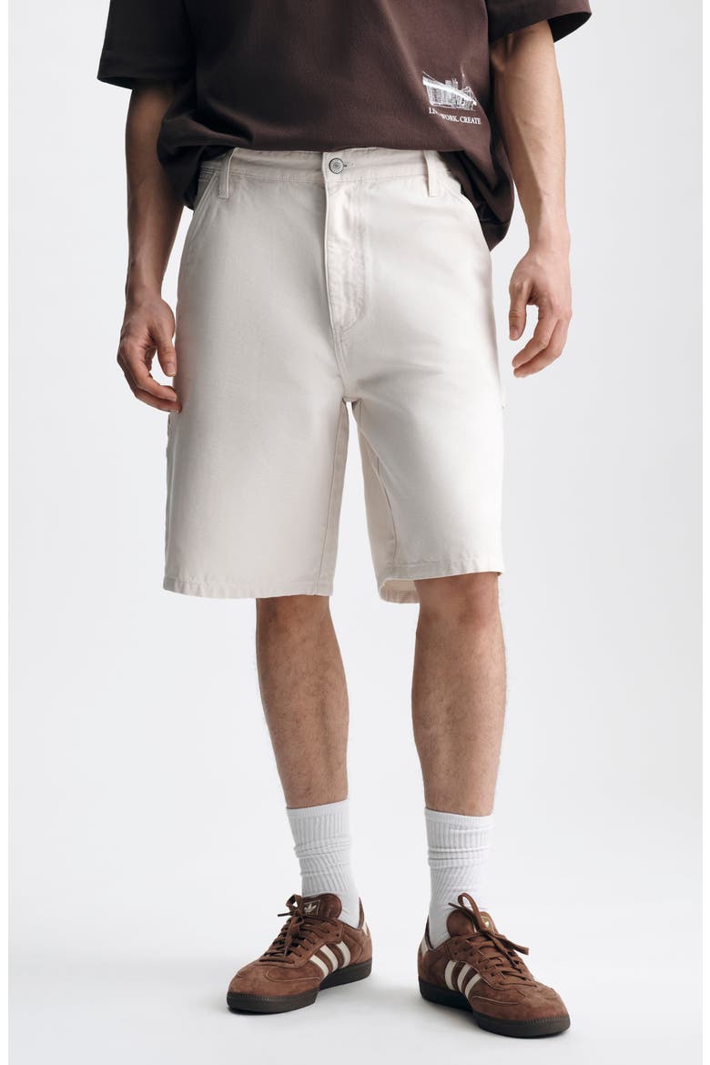 Williamsburg Relaxed Fit Canvas Carpenter Shorts, Main, color, CREAM COLORED CANVA