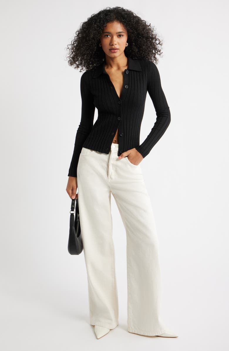 Open Edit Collared Rib Cardigan, Alternate, color,