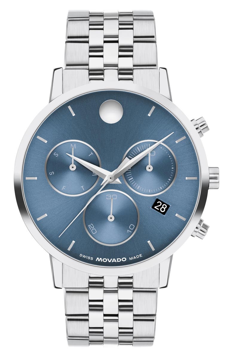 Movado Museum Classic Chronograph Bracelet Watch, 42mm, Main, color, Blue
