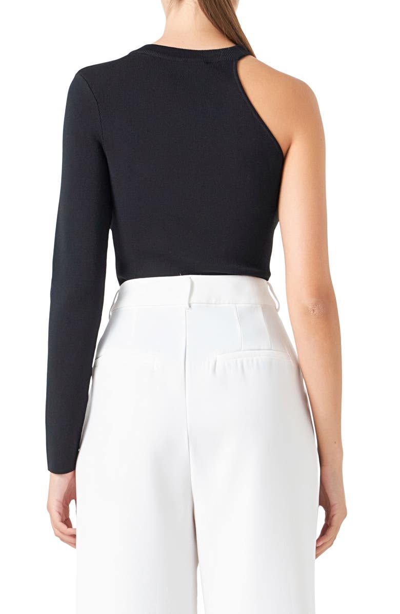 Endless Rose Rose One Shoulder Rib Top, Alternate, color, Black