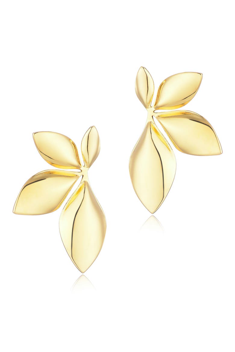 Flower Stud Earrings, Main, color, GOLD