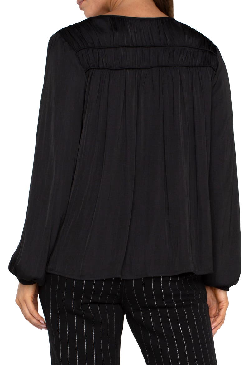 Shirred V-Neck Top, Alternate, color, BLACK