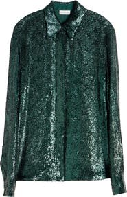 Dries Van Noten Chowy Sequin Button-Up Shirt