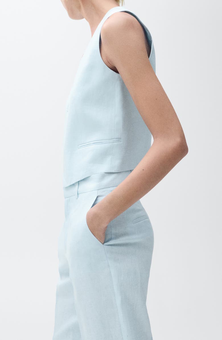 MANGO Linen Vest, Alternate, color, Sky Blue