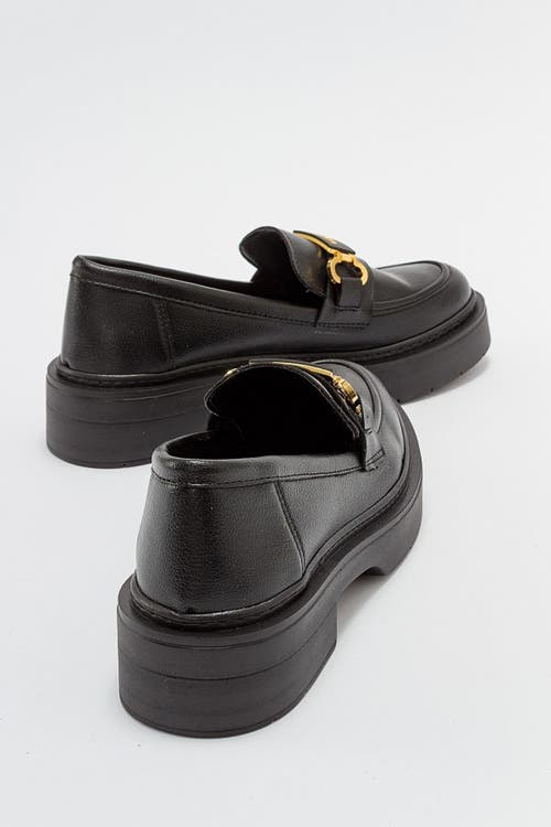 Forever & Always Shoes Simone Bit Platform Loafer In Black Faux Leather