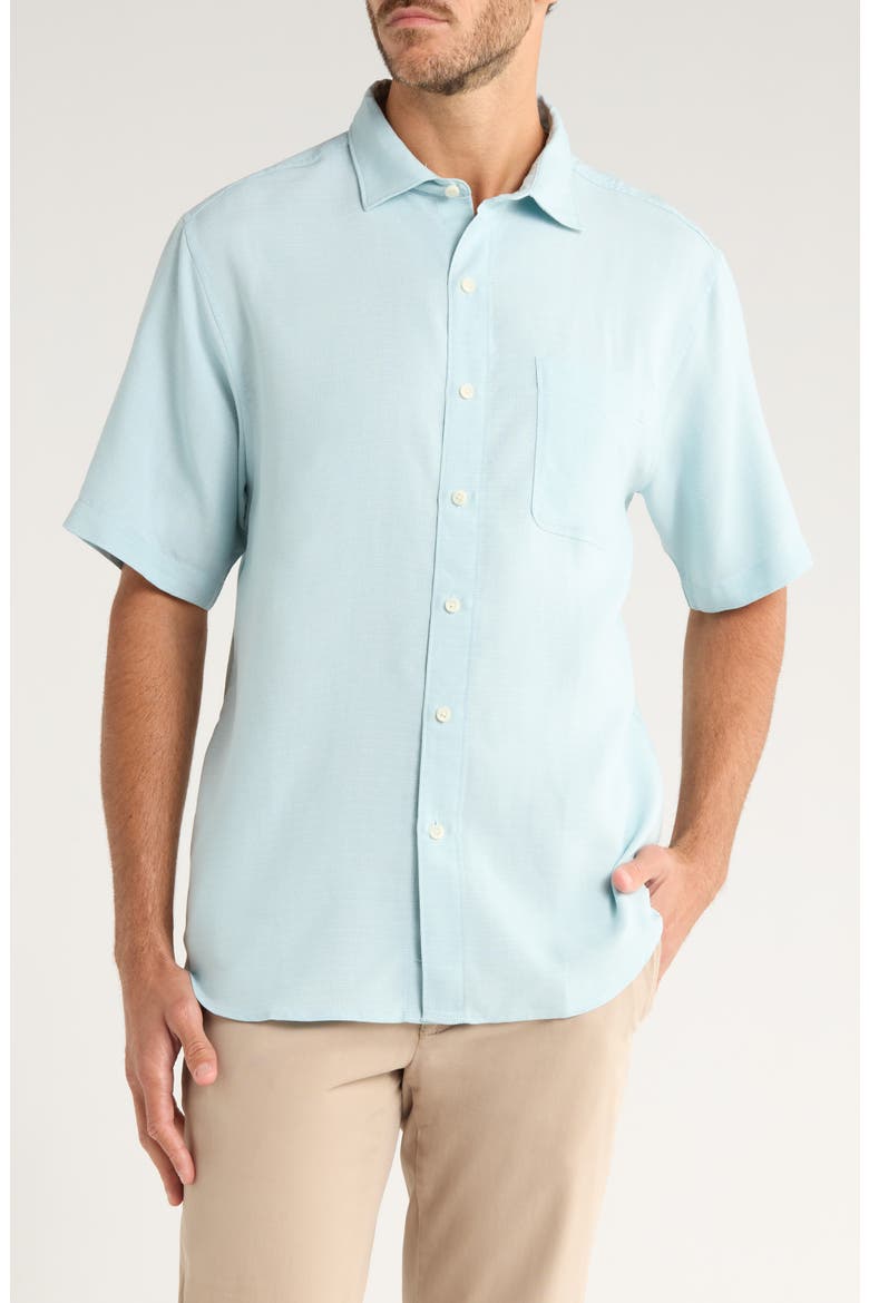Grand View Short Sleeve Button-Up Shirt, Main, color, STERLING BLUE