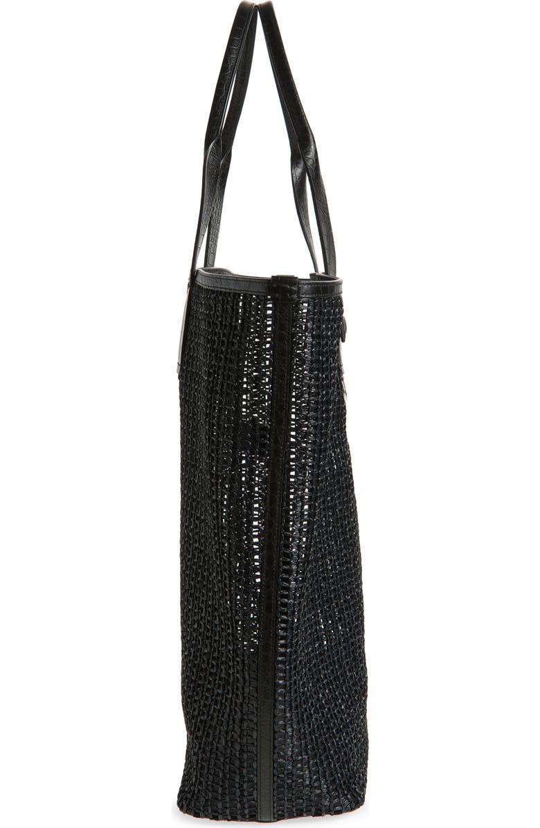 Dolce&Gabbana Adamo Woven Mesh & Leather Shopper, Alternate, color, Black/ Black