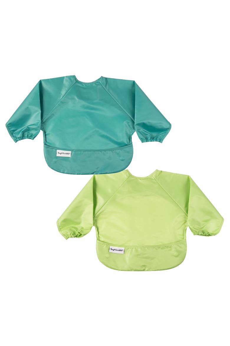 Mess-Proof/Waterproof 2-Pack Long-Sleeve Bib, Main, color, Rainforest