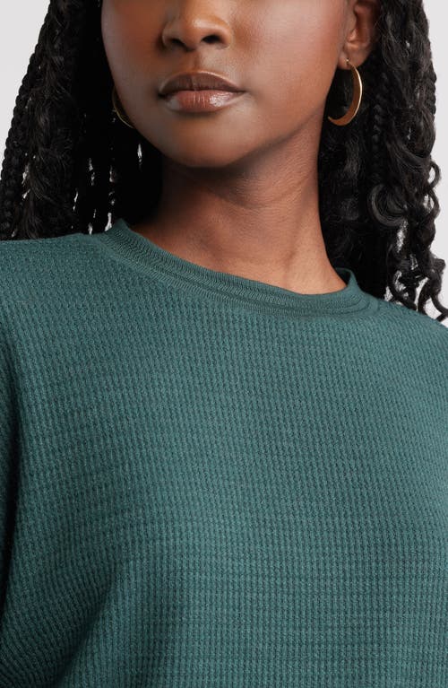Treasure & Bond Blouson Sleeve Waffle Knit Top In Green