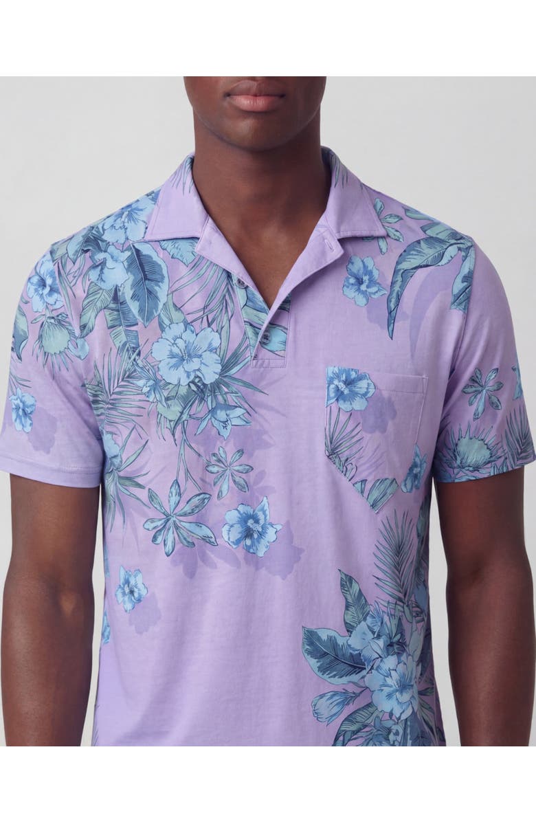 Lords of Harlech Mali Floral Lavender Mens Wool Johnny Collar Polo, Alternate, color, Mali Floral Lavender