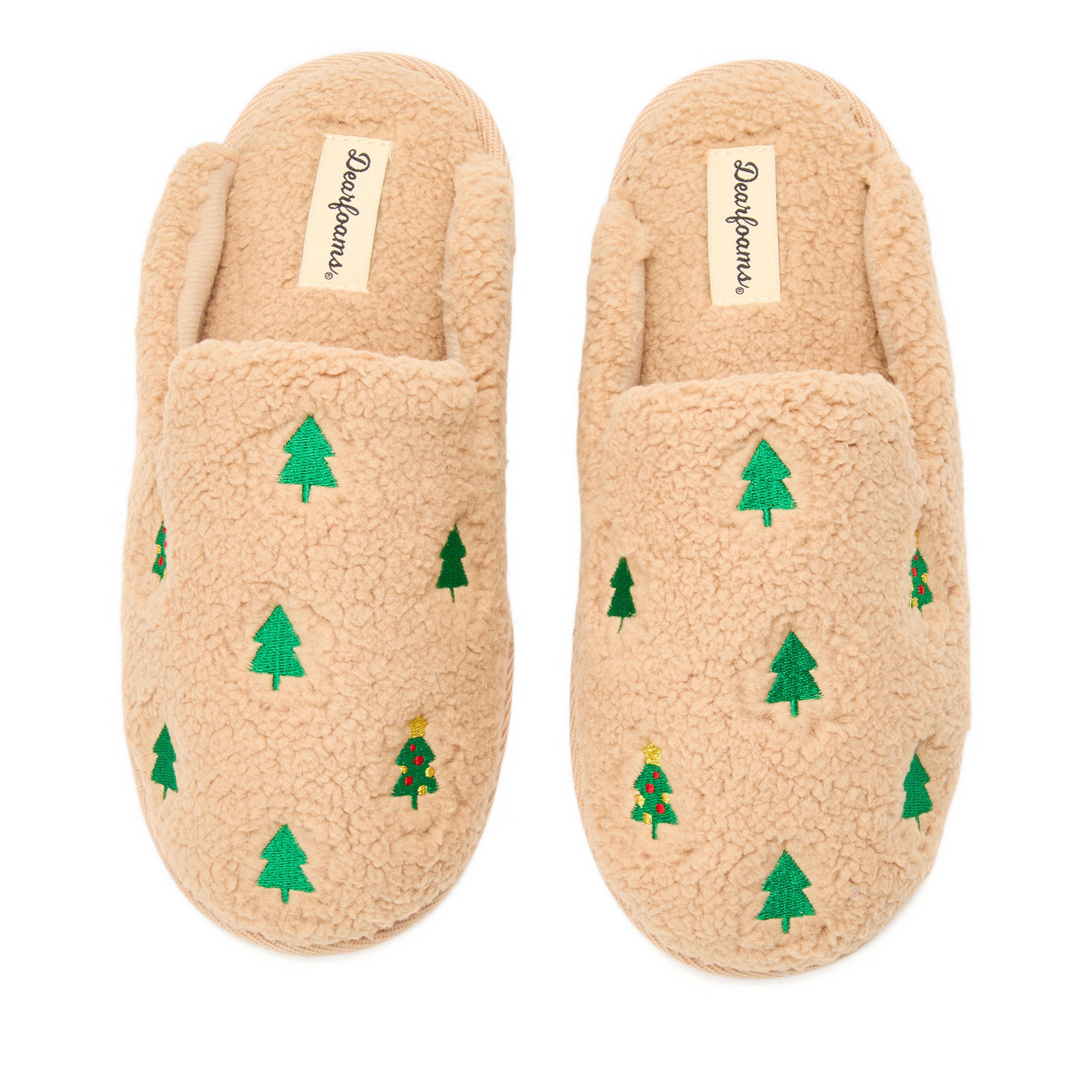 DEARFOAMS Teddy Tab Scuff Slipper, Alternate, color, Latte