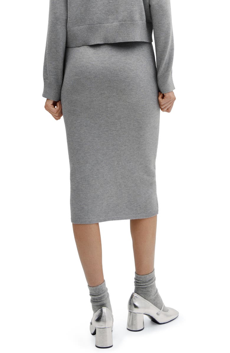 MANGO Rib Midi Sweater Skirt, Alternate, color, Medium Grey