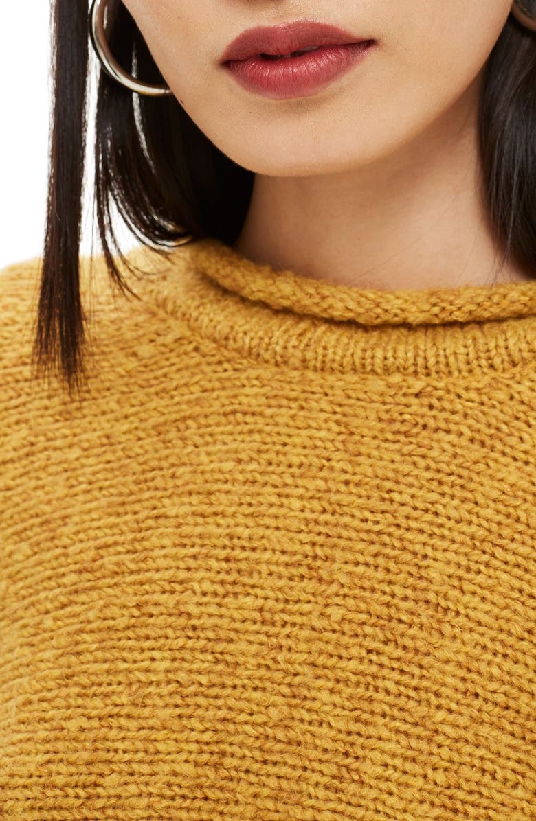 Topshop Punk Roll Neck Crop Sweater, Alternate, color, 