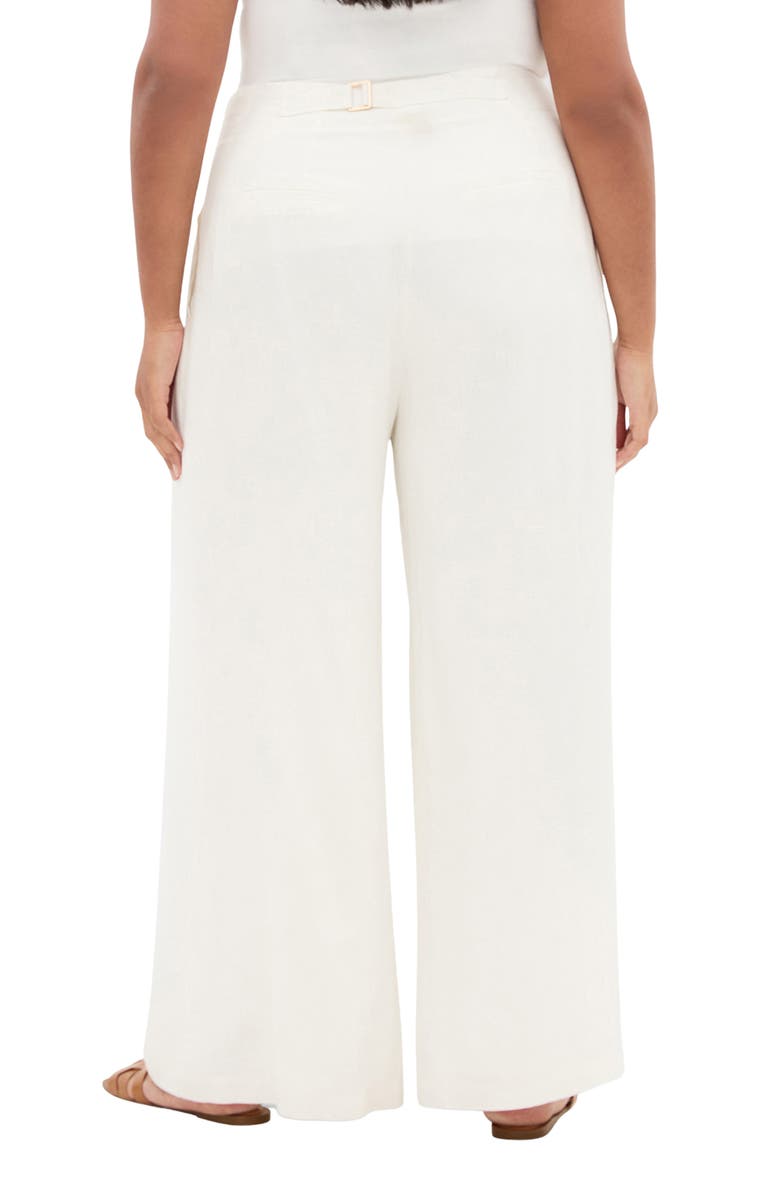 City Chic Abbie Wide Leg Linen Blend Pants, Alternate, color, Ivory