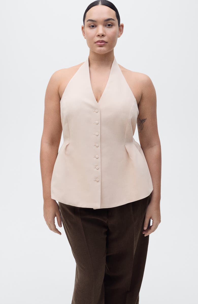 MANGO Pleated Halter Vest, Alternate, color, 