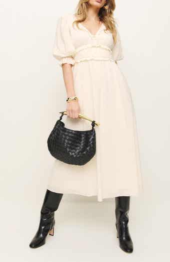 Reformation Mirielle Ruffle Puff Sleeve Organic Cotton Blend Dress