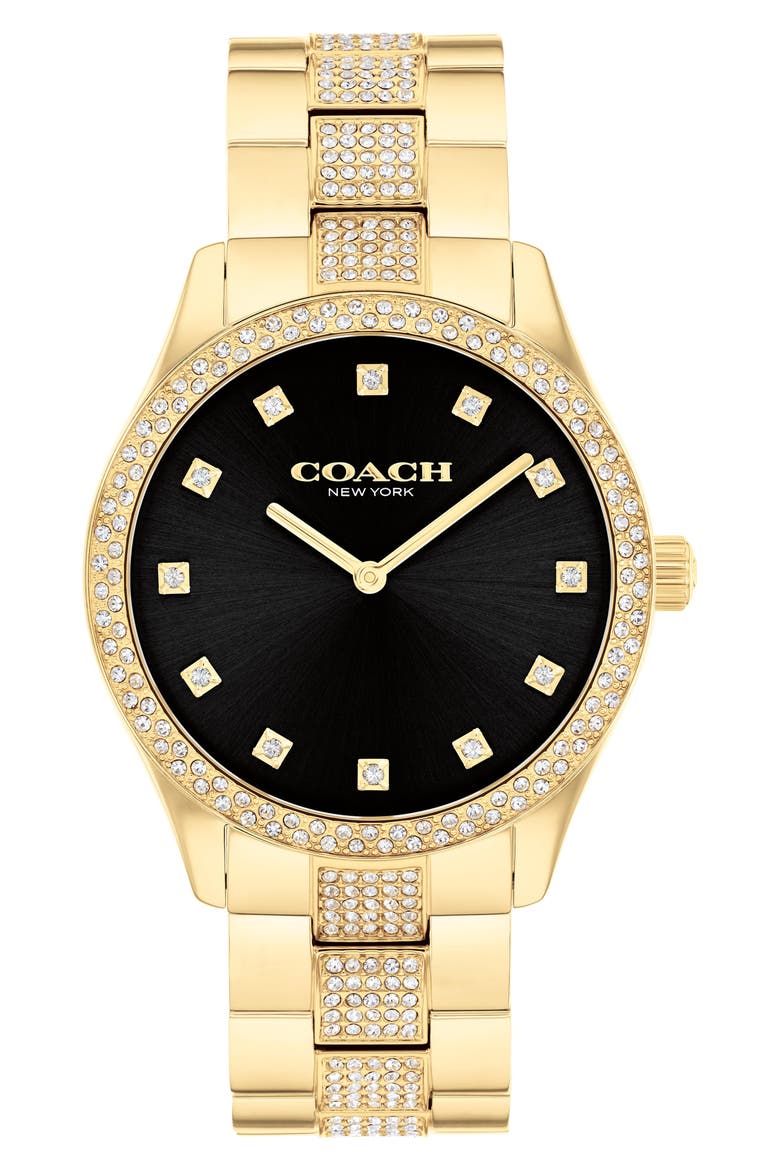 Brooks Crystal Bracelet Watch, 38mm, Main, color, GOLD