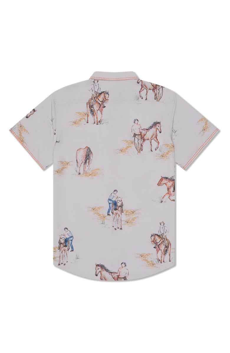 MAVRANS Horse Weekend Short Sleeve Button-Up Shirt, Alternate, color, Orange Multi